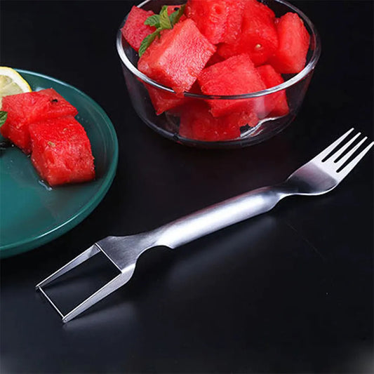 2-in-1 Wassermelonen Schneider & Gabel – Edelstahl, Präzises Schneiden & Servieren