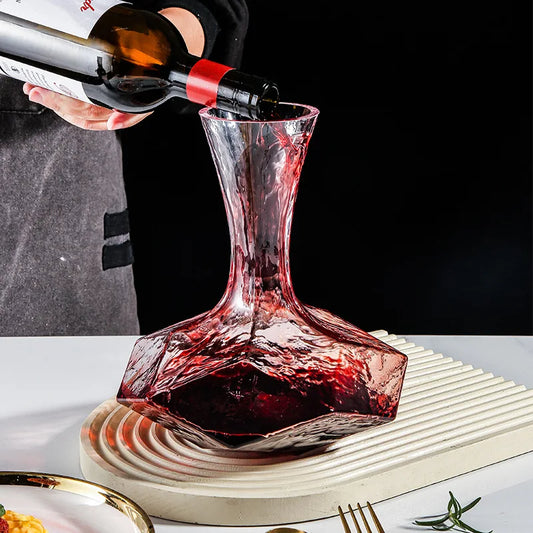 Handgefertigte Weinkaraffe 1450 ml – Kristallglas Dekanter mit Belüfter, Design-Karaffe für Rot- und Weißwein