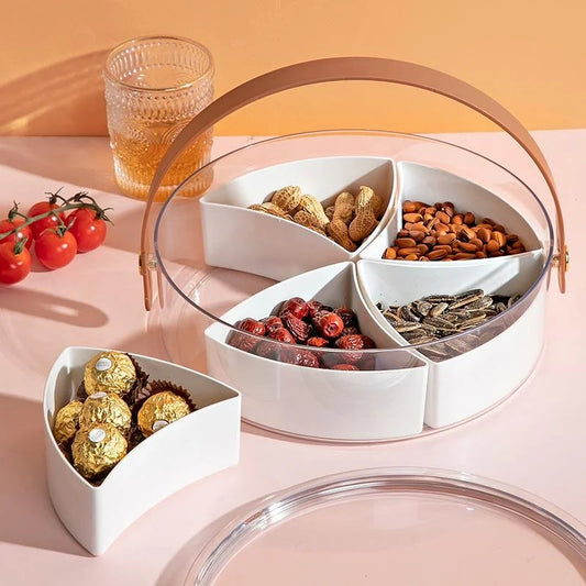 Transparente Snackbox mit Deckel – Aufbewahrungsbox mit 5 herausnehmbaren Fächern, 26 cm