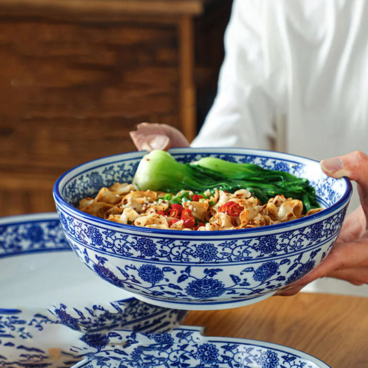 Chinesische Keramik Nudelschüssel 16,5 cm – Blau-Weiß, Traditionelles Design