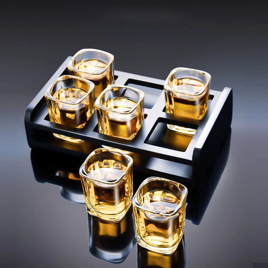 Whiskyglas Halter – 6 Gläser inklusive – Holz – Praktische Aufbewahrung