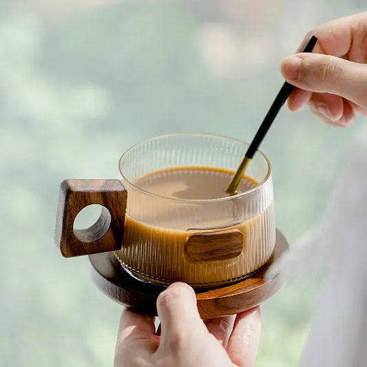 Kaffeetassen Set – 250 ml Gläser mit Untertasse & Löffel – Ideal für Tee & Kaffee