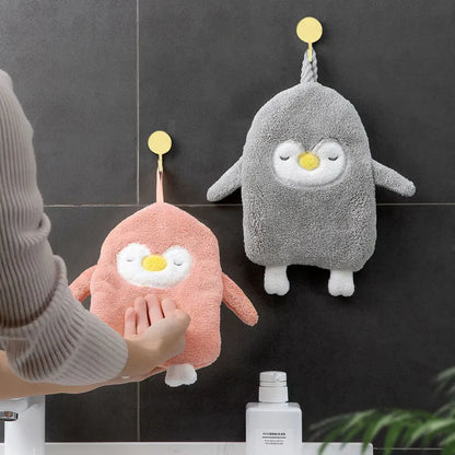 Set aus 3 Pinguin Handtüchern – Weich & Saugfähig – Koral Fleece – 25x30 cm