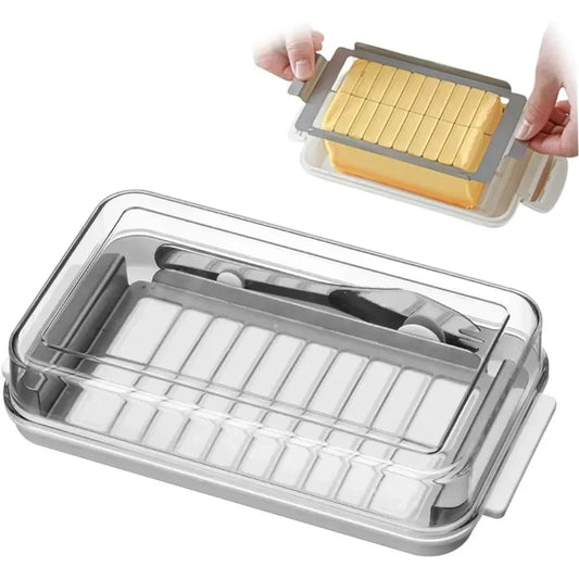 Butterdose mit Deckel und Schneider – 2-in-1 Butterbox, Luftdichte Aufbewahrung, Rechteckige Form