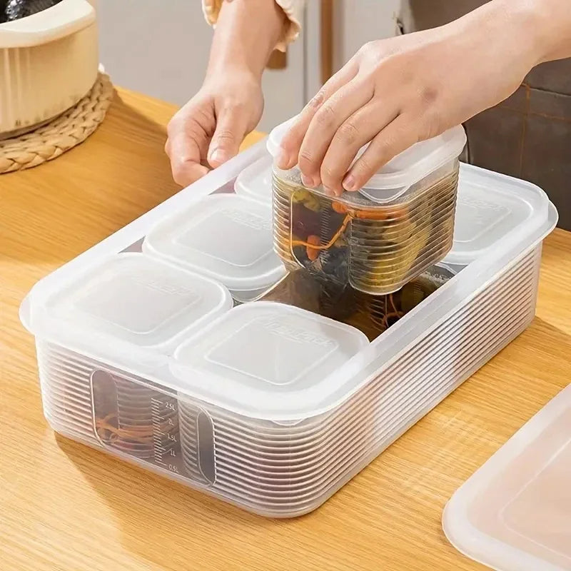 Aufbewahrungsbox mit Deckel für Kühlschrank – 6-Fächer Lebensmittelbehälter für Gemüse, Obst, Kräuter und Snacks