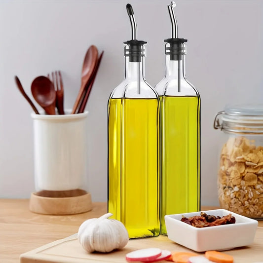 Glas Olivenöl Flasche 500ml – Auslaufsicher mit Ausgießer & Trichter, Ideal für Essig & Sojasauce