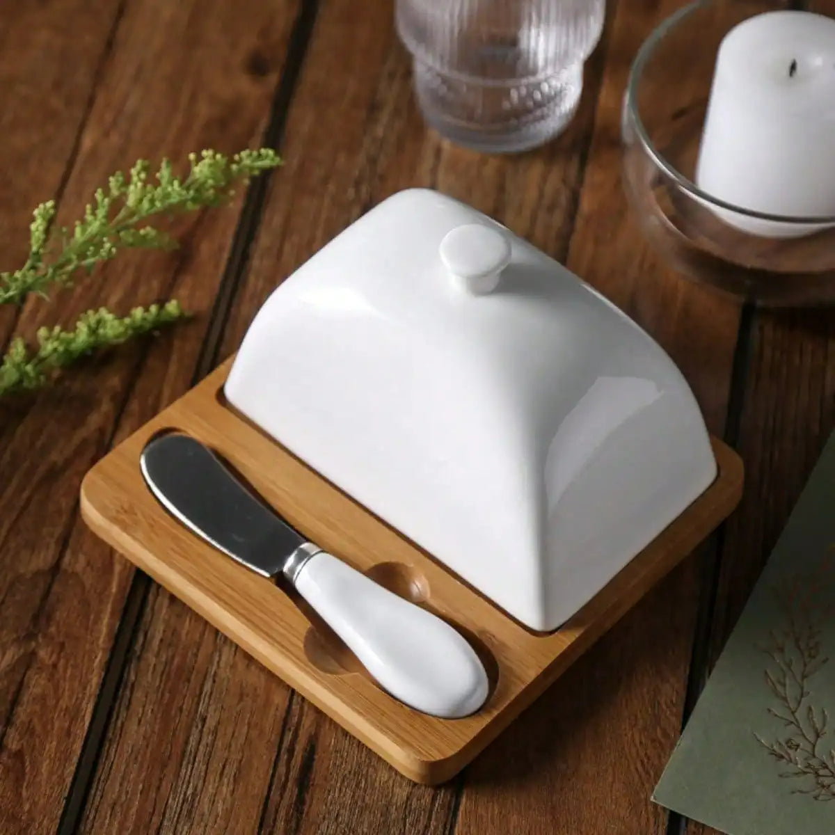 Keramische Butterdose mit Deckel – Schattige Kleine Sausschotel für Butter, Käse, Kräuter und Snacks