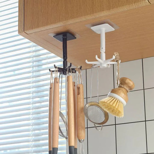 2 Stück 360° Drehbarer Klapphaken – Selbstklebend, Platzsparend & Belastbar