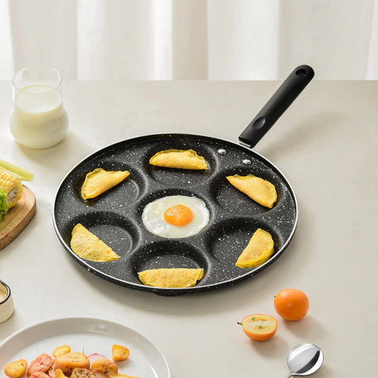 7-Loch Antihaft Bratpfanne für Eier und Mini-Burger, Aluminium, Geeignet für Gas- und Elektroherd