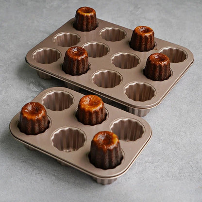 Muffinform – 6/12 Cups – Runde Backform aus Karbonstahl für Desserts & Kuchen