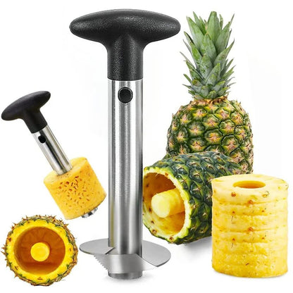 Ananas Corer Slicer Edelstahl, Fruchtschneider für Ananas, Ananas Schäl- und Entkerner, Küchenutensil, 18 cm