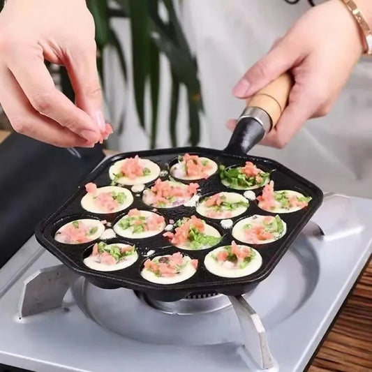 Takoyaki Pfanne Gusseisen 14 Mulden – Induktion & Gasherd geeignet