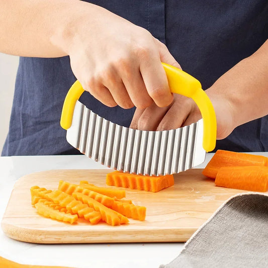 Edelstahl Wellenmesser für Pommes, Robuster Kartoffelschneider für Wellenschnitt, 19.5 x 11.8 cm
