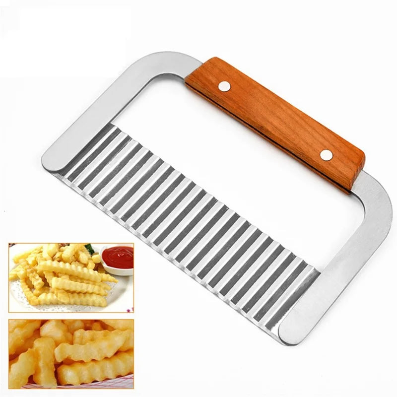 Edelstahl Kartoffelschneider Wellenmesser – Perfekt für Pommes, Gemüse & Obst, 18.3 x 12.3 cm