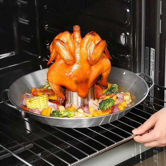 BBQ Hähnchenhalter aus Edelstahl – Bierdosenhalter für Grill & Backofen – Rostfrei, Silber