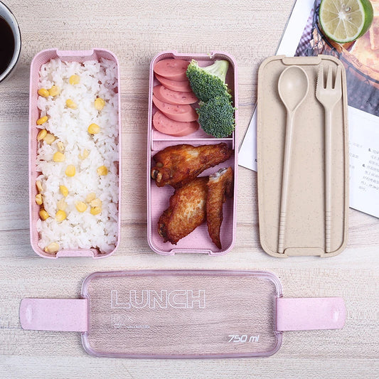 750ml Bento Lunchbox aus Weizenstroh – 2-lagig, Mikrowellengeeignet, Umweltfreundlich