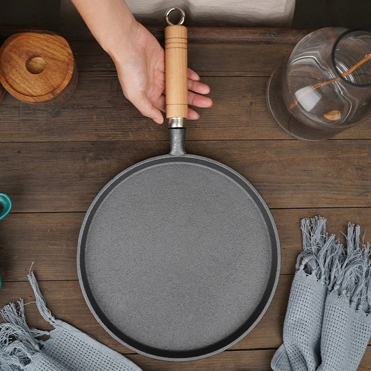 Gusseisenpfanne 26 cm – Unbeschichtet, Antihaft, Ideal für Pfannkuchen, Steaks & Crêpes – Für Gas & Induktion