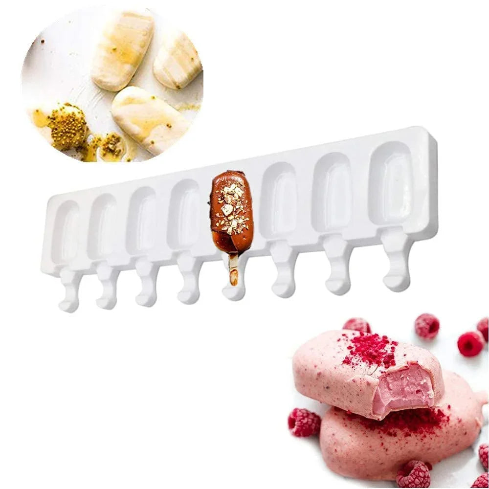 Silikon Eisformen für 8 Stieleis – Magnum Form – Wiederverwendbar – 41,8 x 12,9 cm