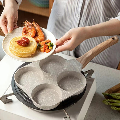 4-loch bratpfanne mit antihaftbeschichtung – pfanne für eier, pfannkuchen und omeletts