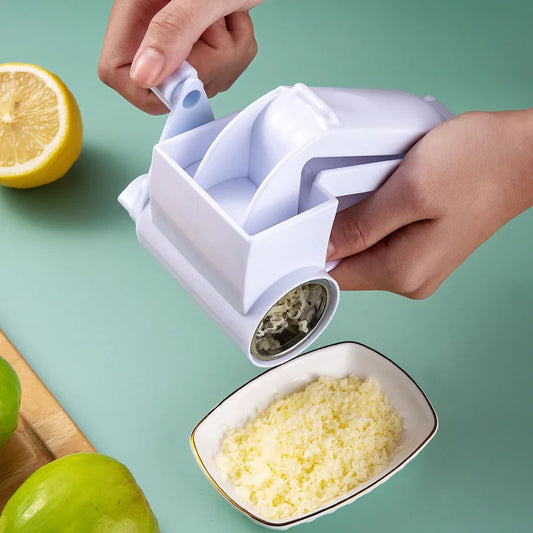 Handbetriebene Drehbare Käsereibe – Edelstahl Trommelreibe mit 3 verschiedenen Reiben für Käse, Schokolade & Nüsse