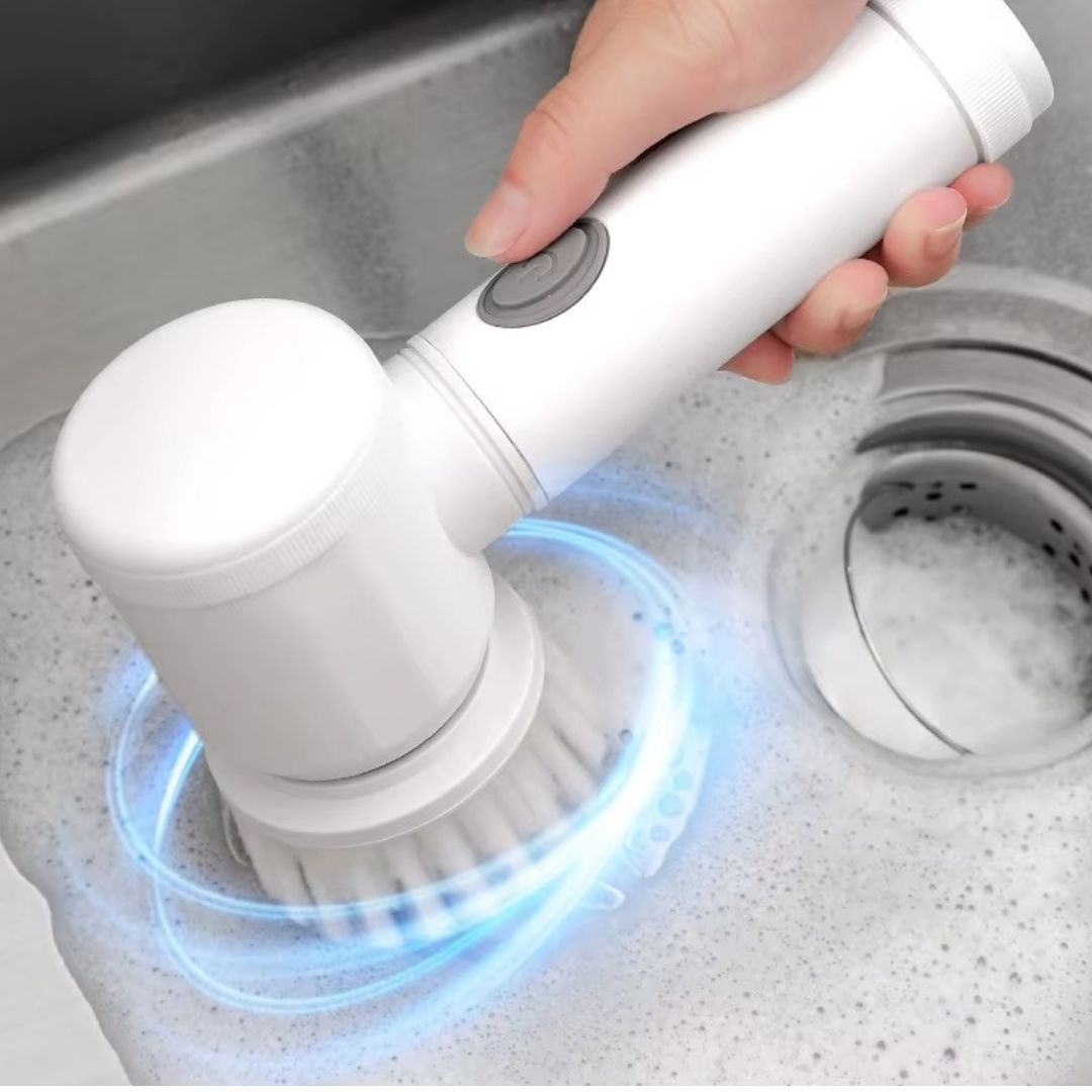 Elektrische Reinigungsbürste für Zuhause, Wiederaufladbar, Kraftvolle Handfreie Reinigung, Vielseitig für Bad, Küche und Fliesen