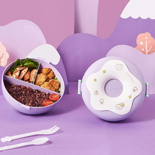 Kinder Bento Lunchbox 1000ml – Snackbox mit 3 Fächern, Mikrowellengeeignet, Auslaufsicher