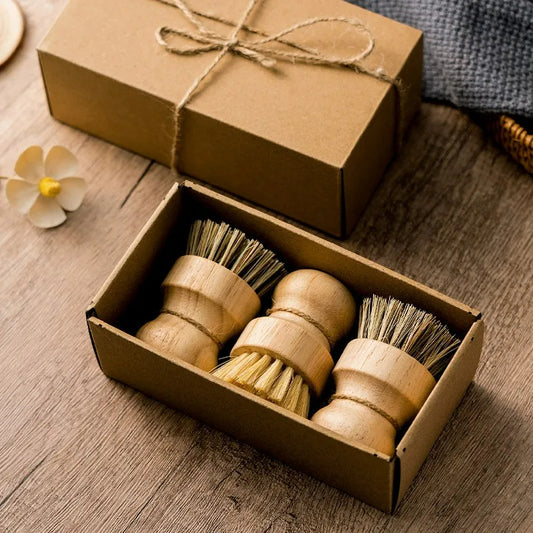 Set aus 3 natürlichen Spülbürsten mit Holzgriff – Sisal  Kokosborsten – umweltfreundlich