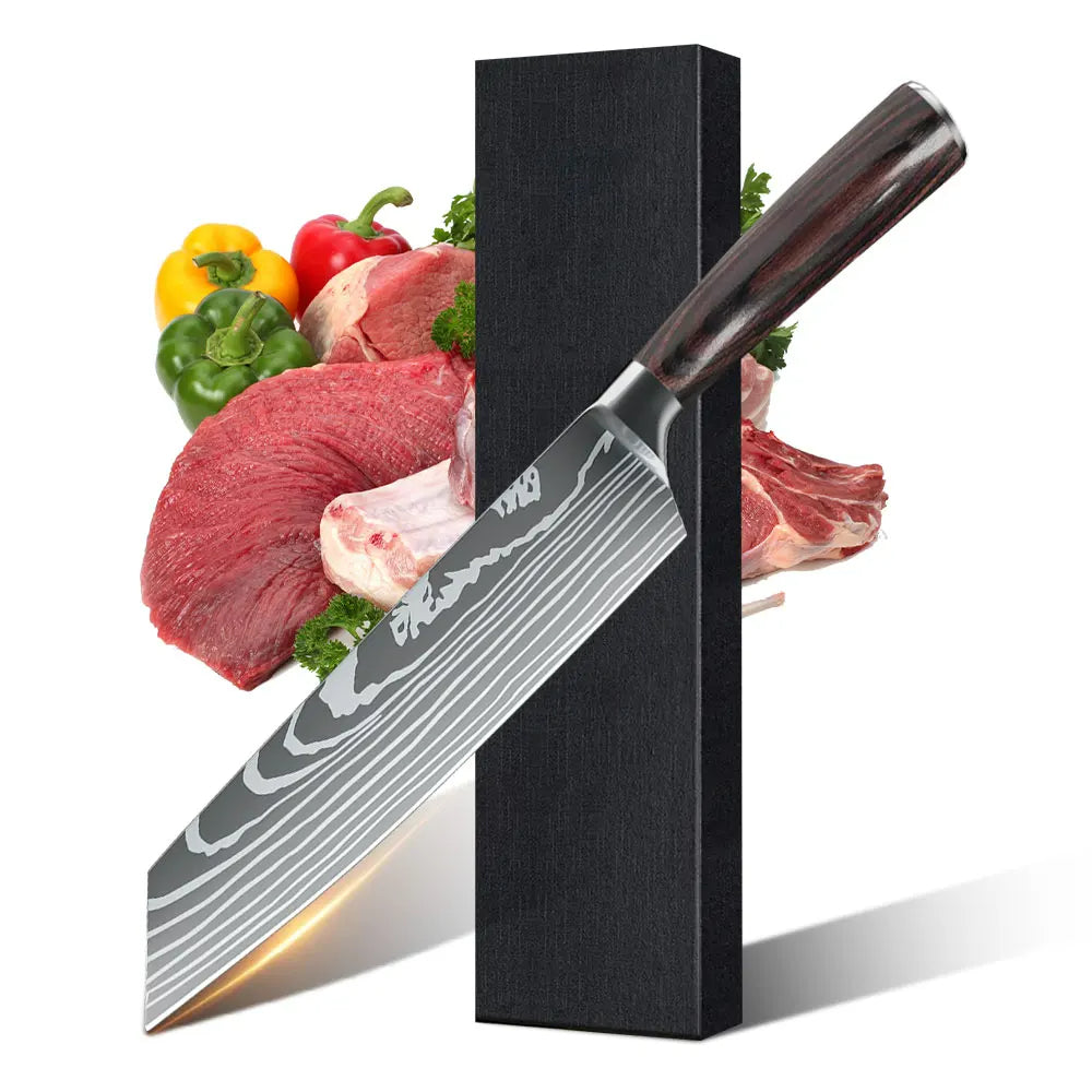 Professionelles 8 Zoll Koksmes, handgeschmiedet aus hochkohlenstoffhaltigem Stahl, scharf, für Fleisch und Gemüse, ideal für professionelle und Hobbyköche