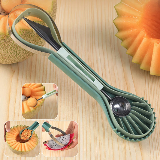 3-in-1 Wassermelonen Schneider & Schaufel – Edelstahl Fruchtschneider für Melonen, Tomaten & Gemüse