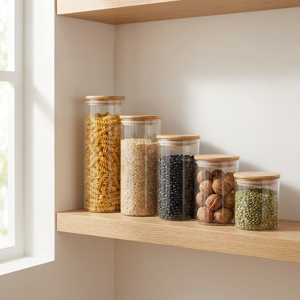 Glasbehälter mit Bambusdeckel