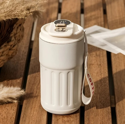 Moderne Thermoskanne mit Temperaturanzeige, 450ml Edelstahl, 5 Farben, hält Getränke heiß oder kalt