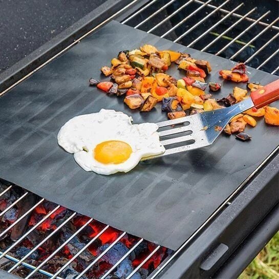 Set of 3 Antihaft Grillmatte, Wiederverwendbar und Hitzebeständig, Für Fleisch, Gemüse und Meeresfrüchte, 33 x 40 cm