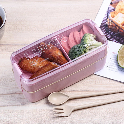 750ml Bento Lunchbox aus Weizenstroh – 2-lagig, Mikrowellengeeignet, Umweltfreundlich