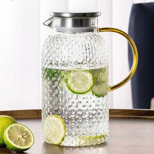 Hitzebeständiger Glas Wasserkrug 1,5L – Borosilikat Teekanne für Heiß- und Kaltgetränke