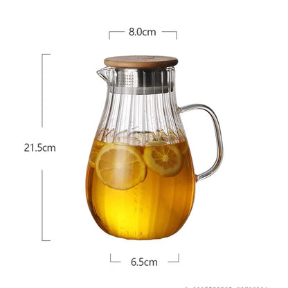 Glaskrug 1,7L – hitzebeständig, aus borosilikatglas, mit vertikalen streifen, für wasser, saft und tee