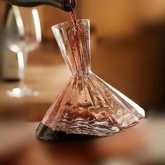 Rotierende Weinkaraffe aus Kristallglas – 1L Dekanter für Rotwein, Whisky & Champagner, 360° drehbar