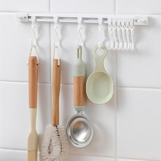 Gleitschienenhaken Edelstahl – 40 cm Länge, 10 Haken, Multifunktional und Platzsparend