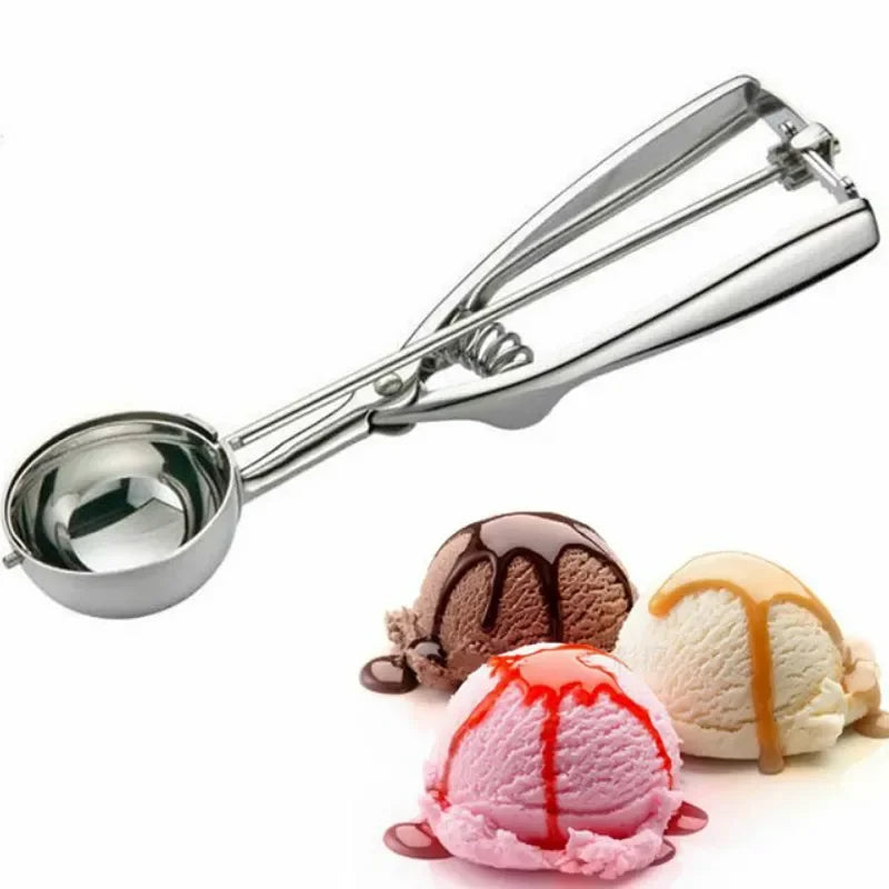 Set aus 3 Eisportionierer Edelstahl, Handgemachte Kugel Digger, Multi-Stil, Ijsblokjesvorm für Zuhause und Restaurant, Spülmaschinenfest