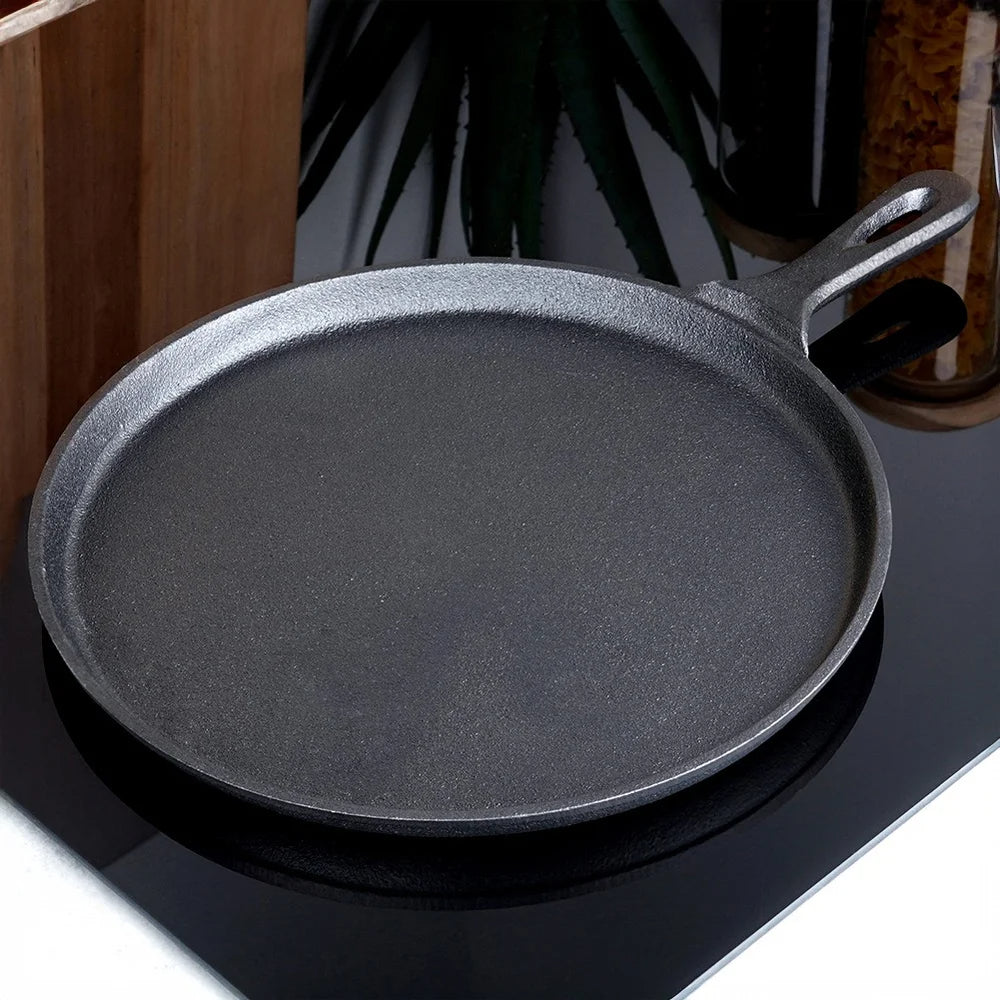 Gusseiserne Pfanne 26 cm – Induktion &amp; Ofen geeignet, Perfekt für Pfannkuchen & Pizza