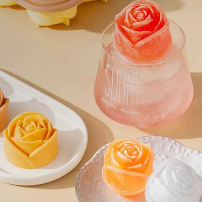 3D Rosen Eiswürfelform – Silikonform für elegante Eiswürfel – 4er Set