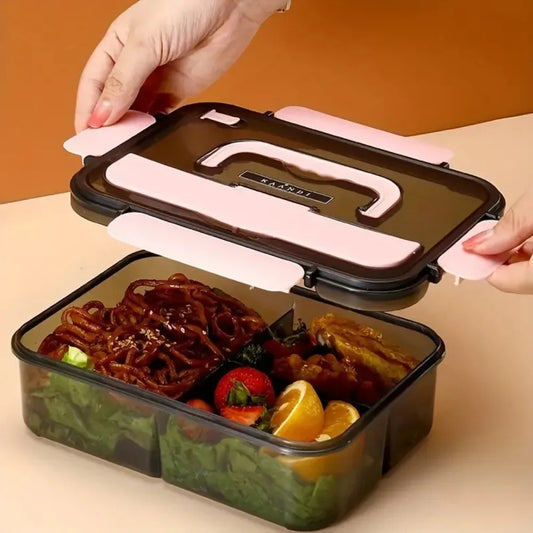 Bento-Lunchbox mit 3 Fächern, auslaufsichere Lebensmittelbox, 1500 ml, mikrowellengeeignet