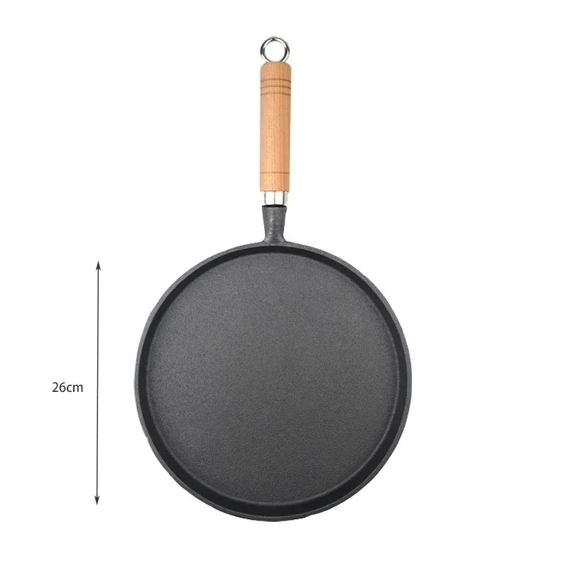 Gusseisenpfanne 26 cm – Unbeschichtet, Antihaft, Ideal für Pfannkuchen, Steaks & Crêpes – Für Gas & Induktion