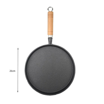 Gusseisenpfanne 26 cm – Unbeschichtet, Antihaft, Ideal für Pfannkuchen, Steaks & Crêpes – Für Gas & Induktion