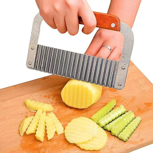 Edelstahl Kartoffelschneider Wellenmesser – Perfekt für Pommes, Gemüse & Obst, 18.3 x 12.3 cm