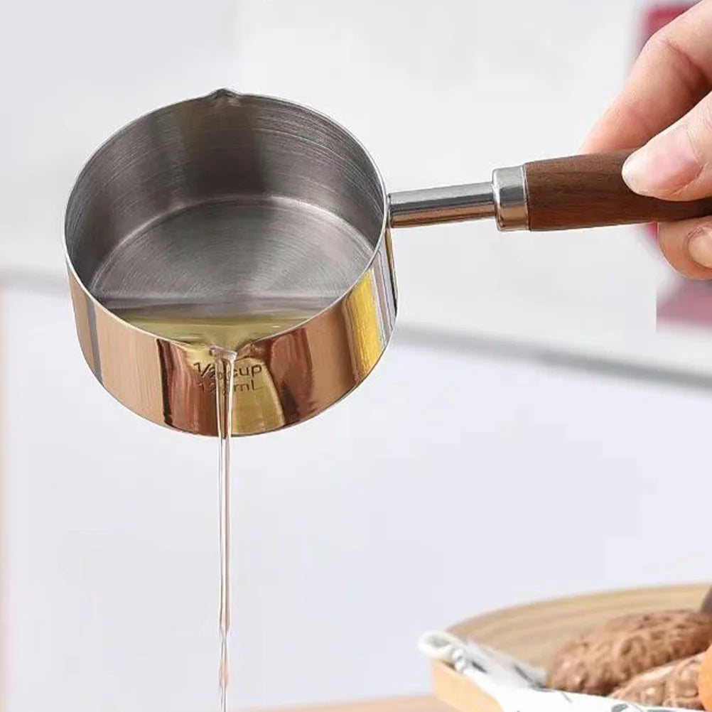 Kleine Edelstahl Stielkasserolle mit Holzgriff – Perfekt für Saucen, Milch und Öl