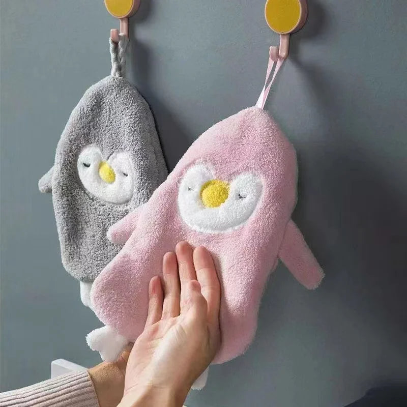 Set aus 3 Pinguin Handtüchern – Weich & Saugfähig – Koral Fleece – 25x30 cm