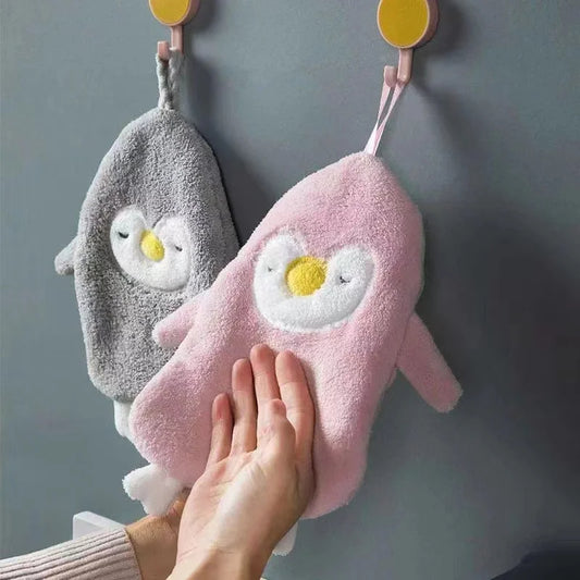 Set aus 3 Pinguin Handtüchern – Weich & Saugfähig – Koral Fleece – 25x30 cm