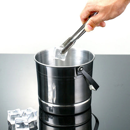 Edelstahl Eiskübel 1L mit Zange – Doppelschicht Isolierung, Tragbarer Eisbehälter für Bar, Küche, Picknick & Party