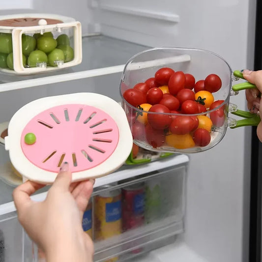 Abtropfsieb für Obst und Gemüse – 2-in-1 Siebkorb mit klappbarem Griff, staubdicht, 15 x 8,5 cm