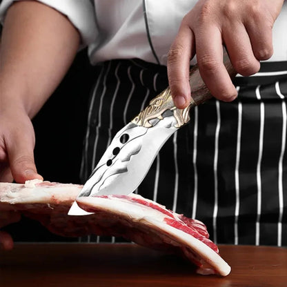 Handgeschmiedetes Küchenmesser – Vielseitiges Chef-Messer aus rostfreiem Stahl, ergonomischer Holzgriff, scharfes Schneidemesser für Fleisch, Fisch, Obst & Gemüse